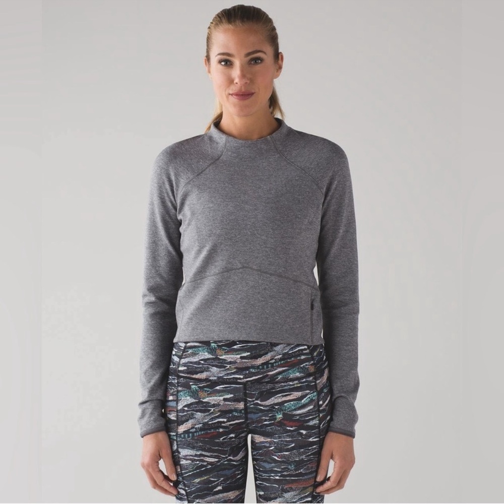 Lululemon Hill And Valley Mock Neck long sleeve top Heathered Slate Gray size 6
